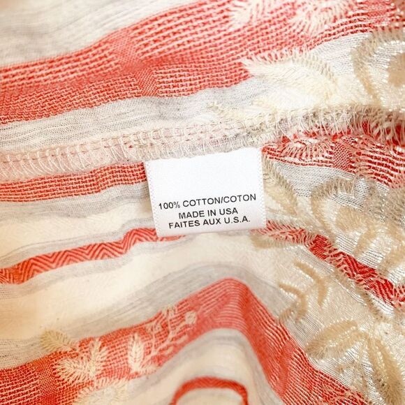 Misa Los Angeles Embroidered Mini Off Shoulder Dress Coral Red White Striped S - Picture 6 of 9